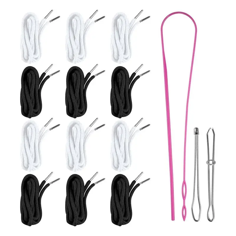 TEXU 12 Pieces Drawstring Cord,60 Inch Hoodie String Replacement,Draw String With Threader Tool For Sweatpants Pants