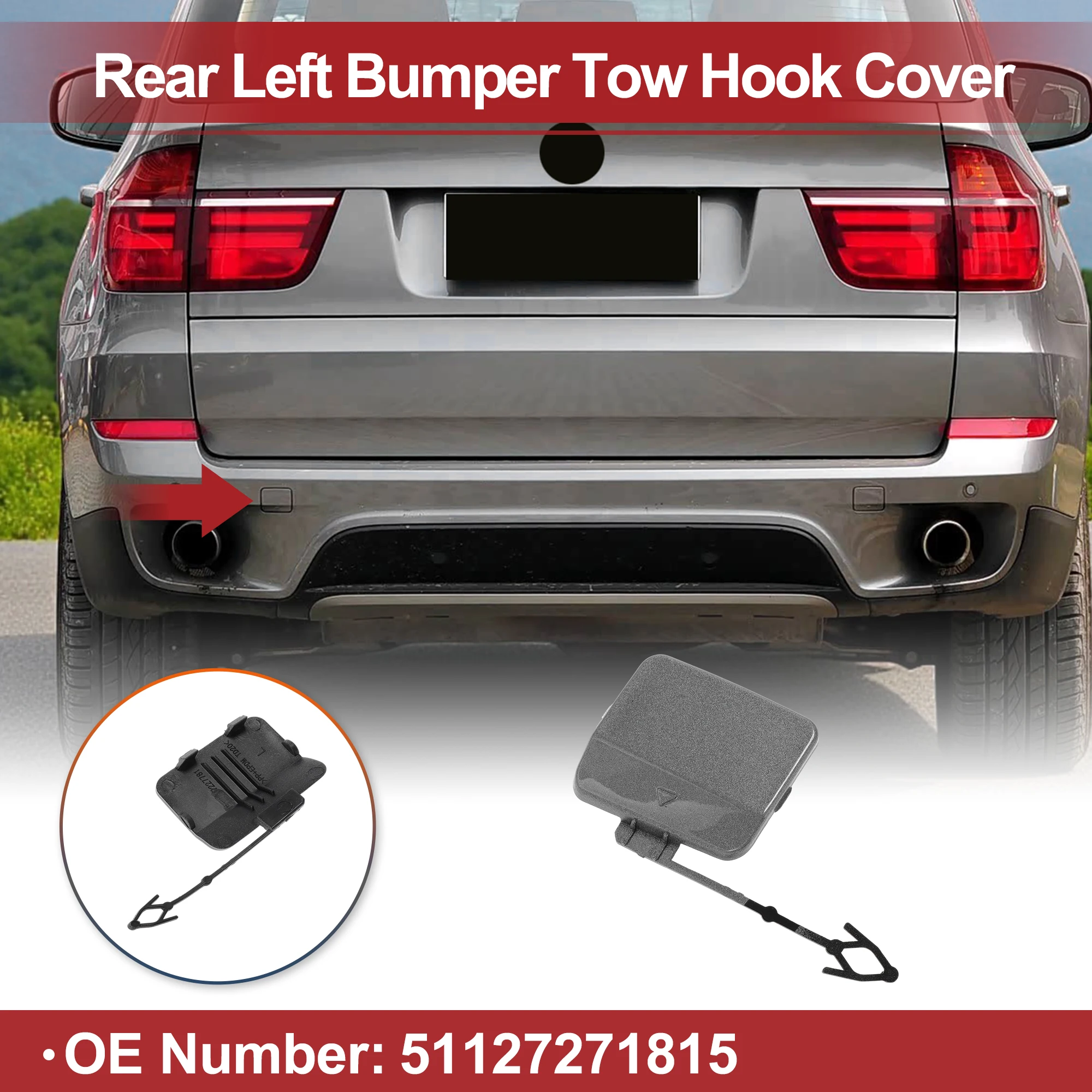 

Крышка фаркопа UXCELL для BMW X5 E70 2011-2013, номер крюка 51127271815, серый