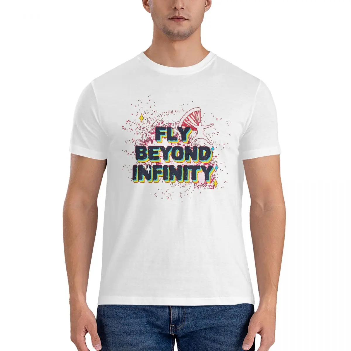 Fly Beyond Infinity T Shirt Men Pure Cotton Amazing T-Shirts Round Collar Skydiving Tee Shirt Short Sleeve Tops Graphic