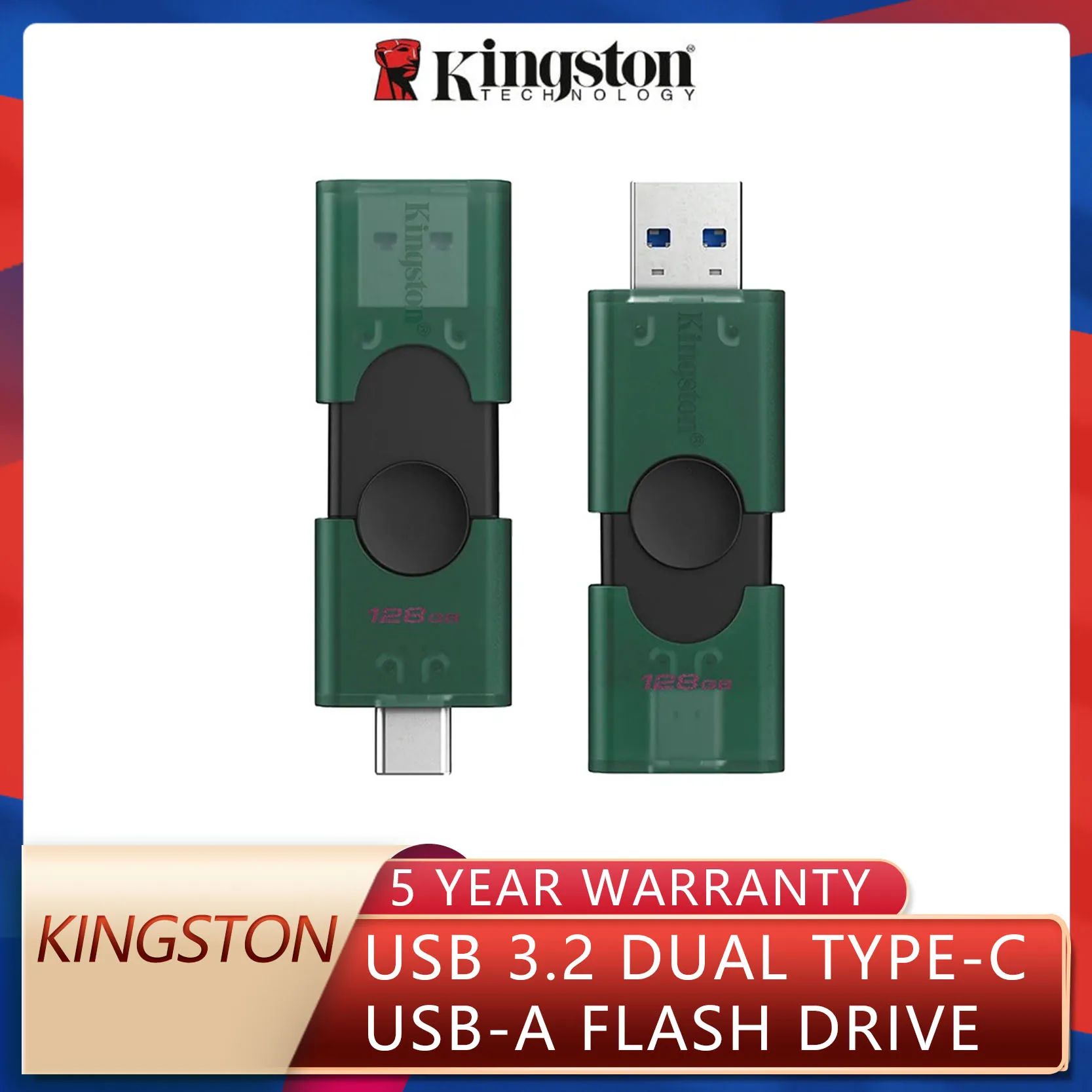 Unidad Flash USB 3.2 Kingston de Doble Tipo-C a USB-A, 128 GB, 256 GB, Memoria USB OTG para iPhone 15 16, DTDEG2, Disco U