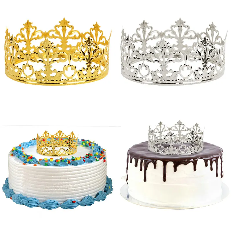 1Pc Gold Silber Königin Krone Kuchen Topper Prinzessin Geburtstag Party Haar Zubehör DIY Hochzeit Geburtstag Party Dessert Backen Dekor