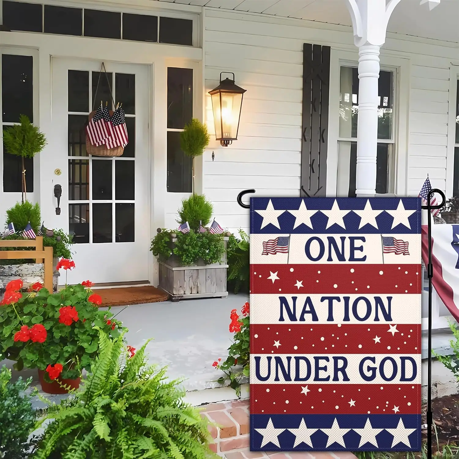 4th Of July Garden Flag for Outside 12x18 One Nation Under God Garden Flag America Patriotic Independence Day Flag for Outdo jjp
