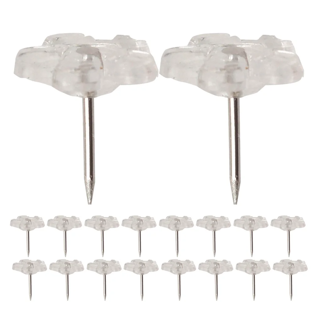 100 قطعة دبابيس دفع زهر البرقوق واضحة دبابيس دفع قوية لخريطة بمناسبة لوحات الإعلانات لوحة الفلين مسامير الإبهام مكتب جدار دفع دبوس #3