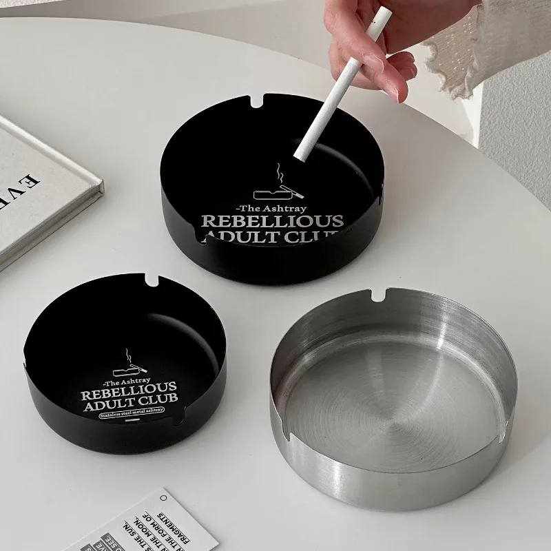 

Industrial Style Ashtray Creative Stainless Steel Ashtray Windproof Ashtray Coffee Shop Office Tool Home Accessories