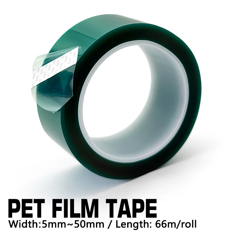 PET Film Tape High Temp 3mm-50mm Green Heat Resistant PCB Solder SMT Plating Shield Insulation Protection