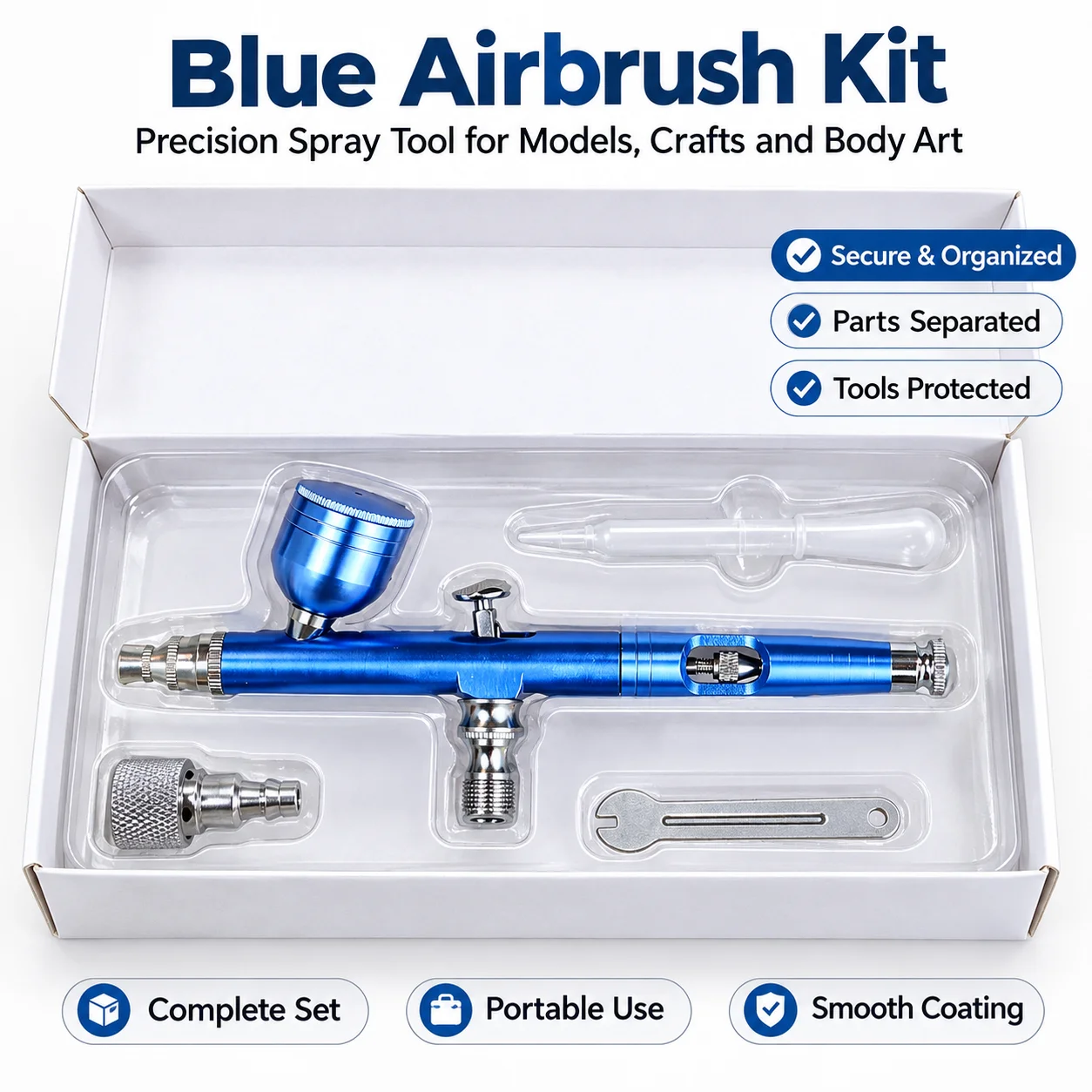 Multi-Color Gravity Airbrush Kit, Adjustable Paint & Air Flow for Hobby Painting