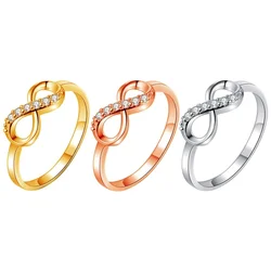 Fashion HipHop Party Wedding Gift Creative Crystal Twist Infinity Wedding Rings For Woman Statement Jewelry Gift Кольцо Женское