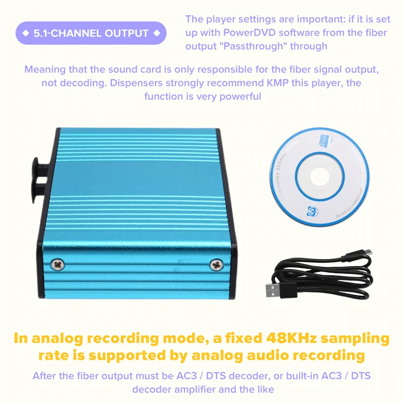 【Necessity】External 6 Channel USB 2.0 Sound Card SPDIF Optical Audio Controller For PC Laptop Desktop