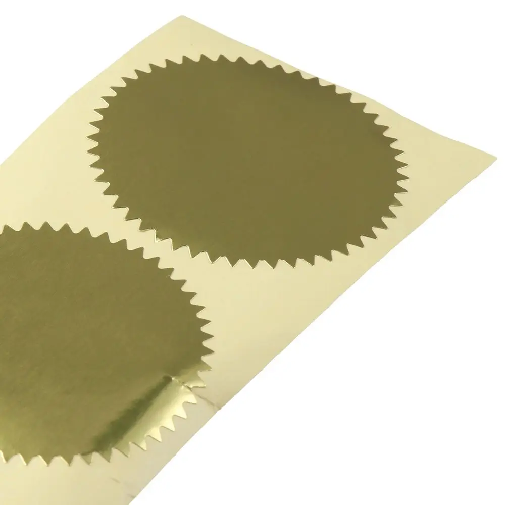 Gold Steel Seal Label Serrated Edge Metallic Self-Adhesive Award Stickers Round 2 Inch Paper Labels Certificates