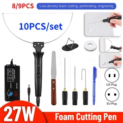 8/9/10pc Electric Foam Cutter Kit Foam Cutting Pen with Transformer Adapter 0-300℃ Adjustable Temperature Styrofoam Cutting Tool