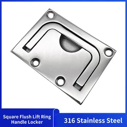 Stainless Steel 316 Boat Recessed Hatch Square Flush Lift Ring Handle For Boat Marine Locker Boat Accessories