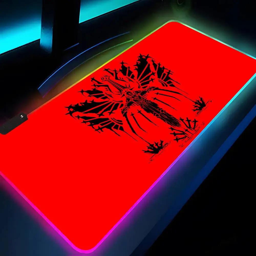 Alfombrilla de ratón U-ULTRAKILL Rgb Xxl, alfombrilla para ordenador portátil, alfombrilla para ratón para juegos, teclado retroiluminado, alfombrillas de mesa para chica, escritorio