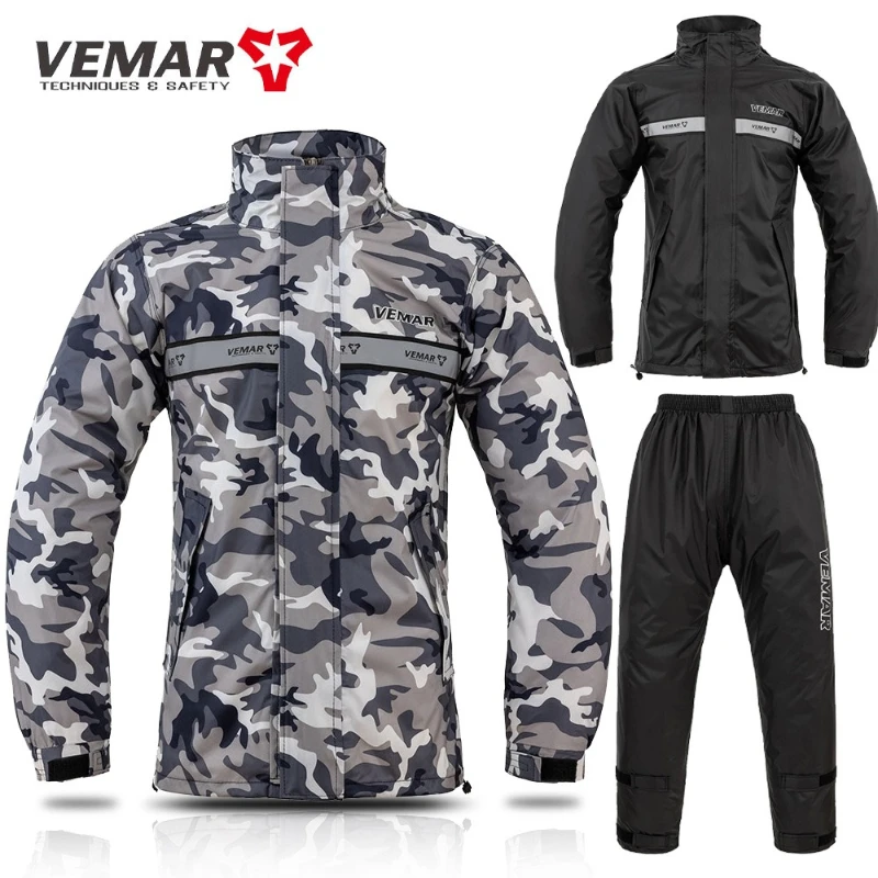 VEMAR Motorcycle Rain Suit for Delivery Rider, Men Women Waterproof Jacket & Pants, Bike E-Bike Motocross Riding Raincoat