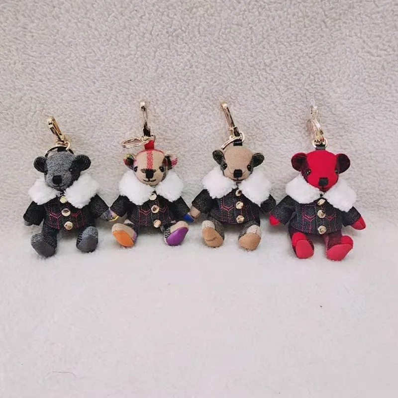 

VT-22 Винтажный подвеска в виде медведя, клетчатая кашемировая ткань, автоматическая подвеска для ключей и украшение для кошелька, декор для вечеринки/кушетки, подарок