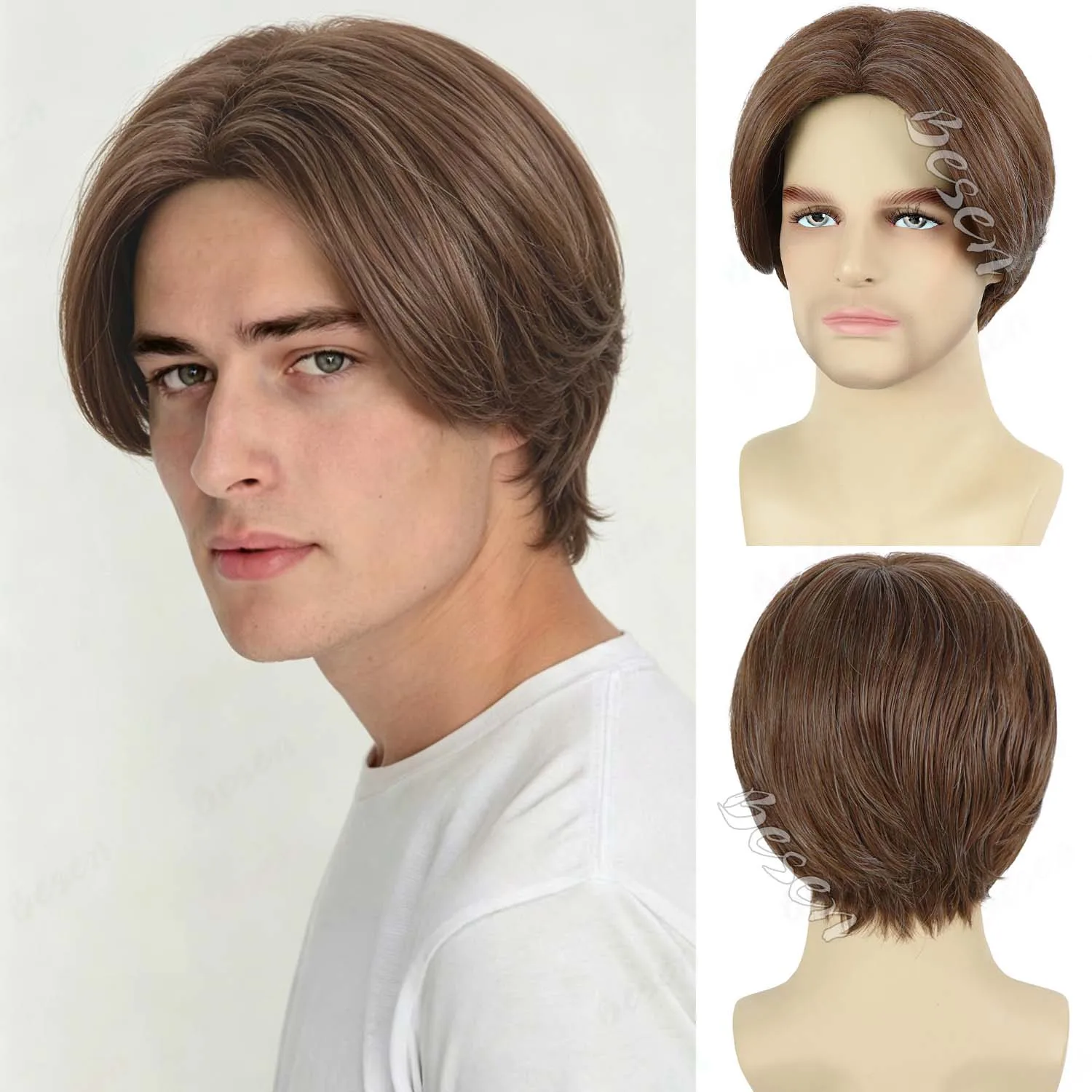 sintetico-masculino-preto-peruca-marrom-curta-lisa-com-divisao-central-masculina-engracada-para-cosplay-festa-halloween-anime-peruca-de-fantasia-leon