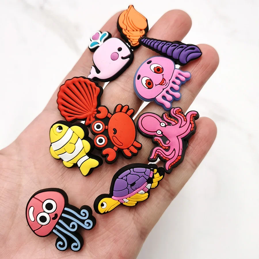 1Pcs Fantasy Marine Life PVC Shoe Charms Whale Jellyfish Squid Turtle Designer Clogs Pins Shoes Accessories Decorations