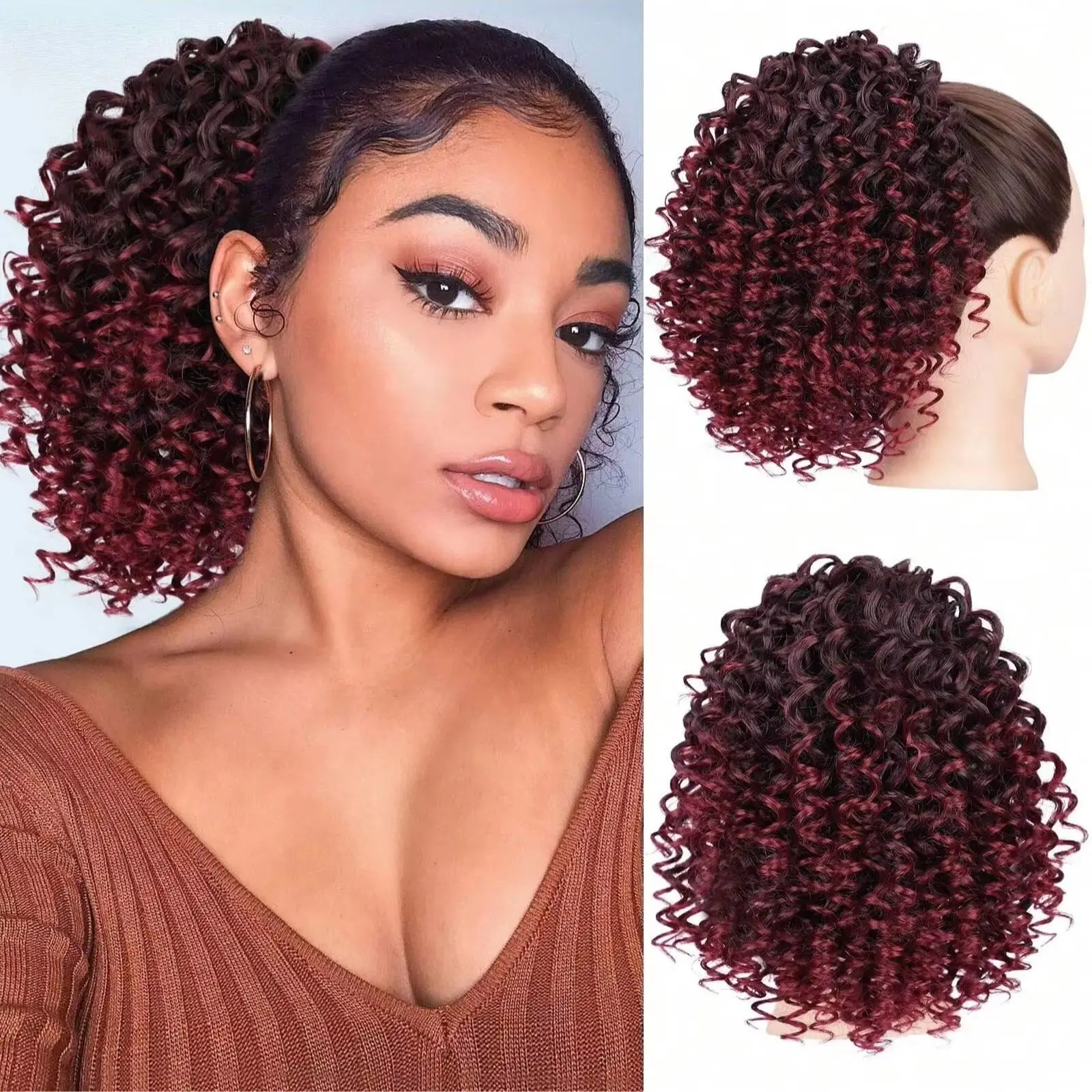 

Ponytail Extension 10 Inch Drawstring Pony Tails Hair Extensions for Women Short Curly Ponytail Synthetic High Temperature Fiber