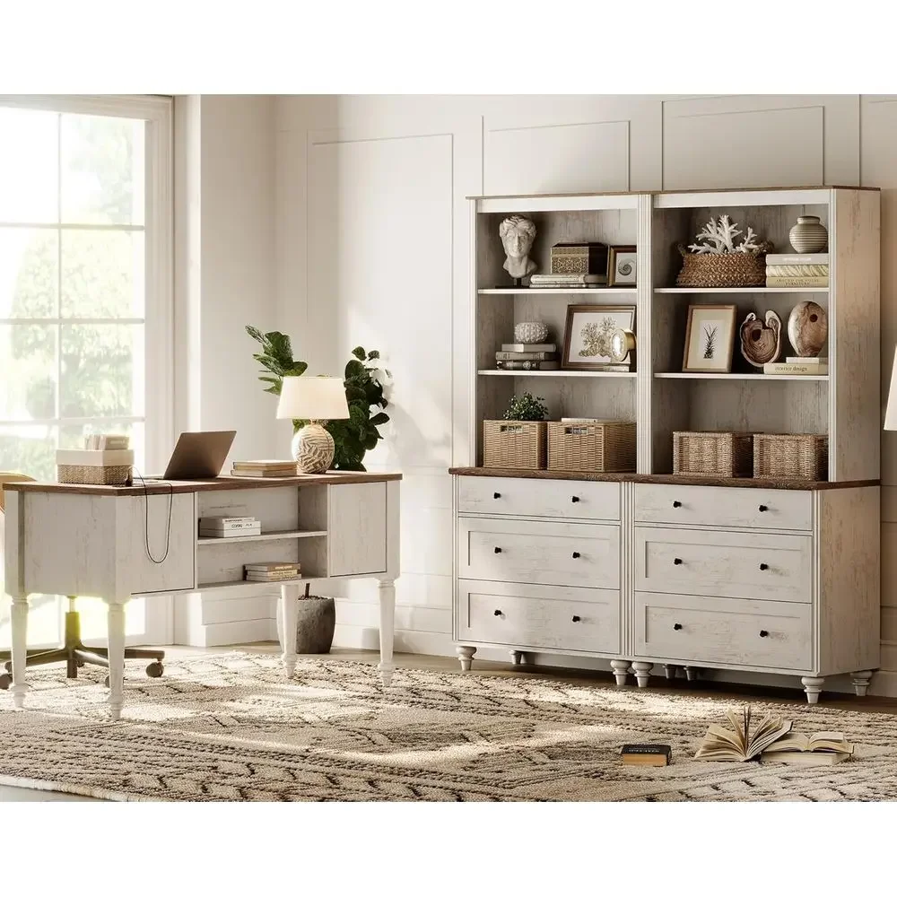 

Special OfferHome Oice Urniture Set, 56" Executive Desk With Charging Station, 72" Tall Bookcase With 6 Ders Drer, Wood Computer