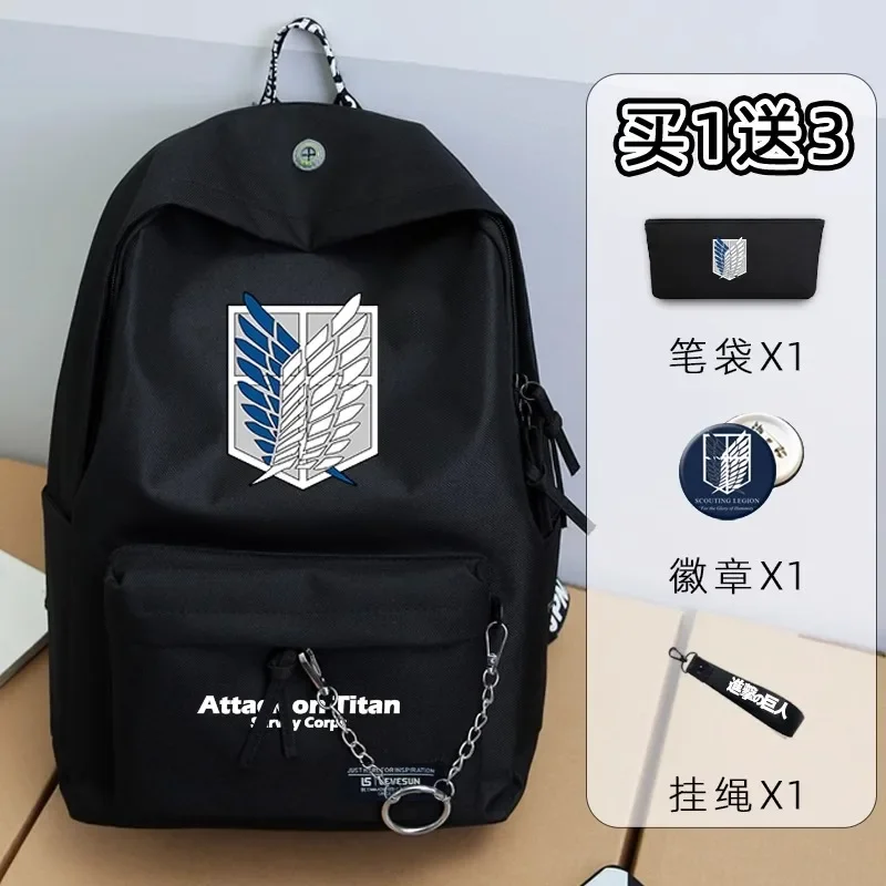 Headphone hole, Black Green Grey Pink, Attack On Titan, Anime, Shingeki no kyojin, Kids School Bags, Anime Backpacks Girls Boys