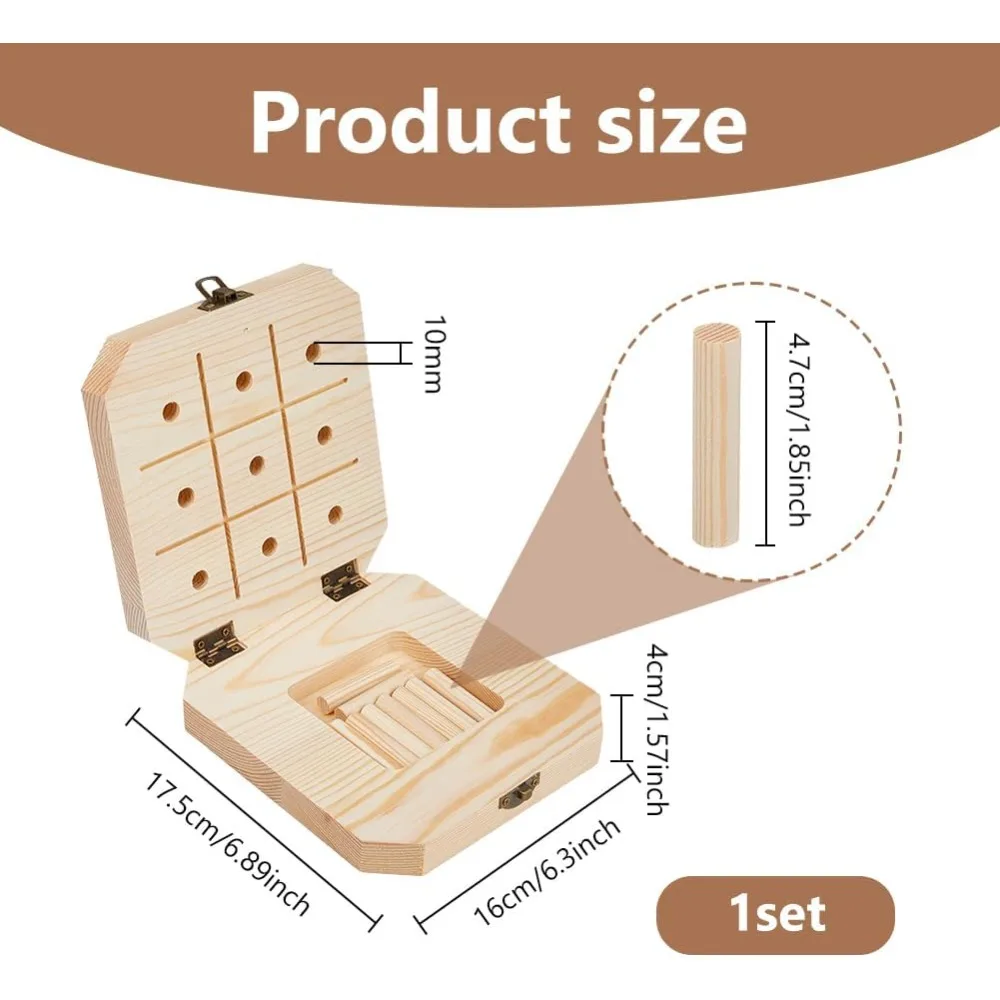 9 Hole Wooden Pegboard Square Tactile Board for Teaching Aids Children's Sensory Training Beige 175x160x40mm