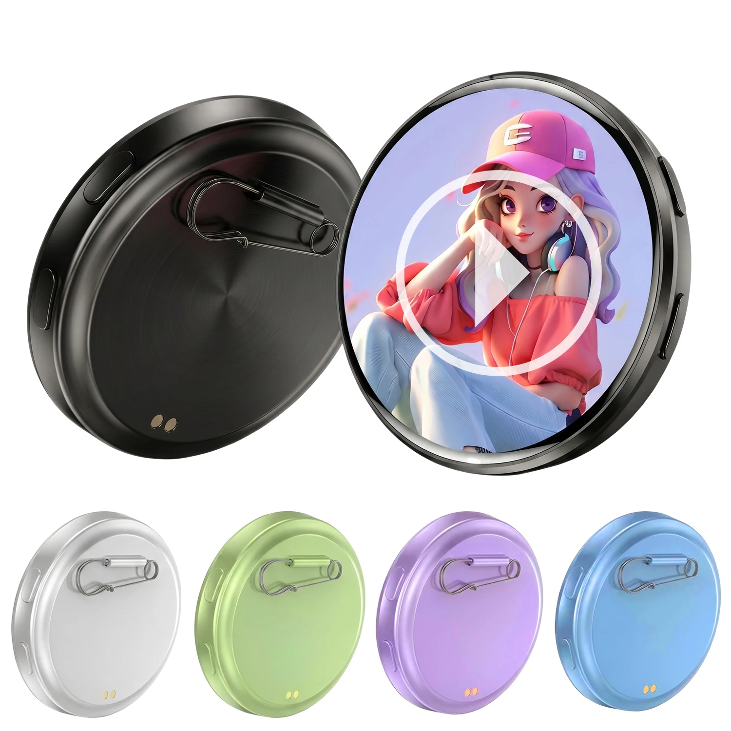 DIY E-Badge HD Display Screen Electronic Badge Bluetooth 6.0 GIF Video Playback Phone APP Touch Screen LED Image JPG Video Play