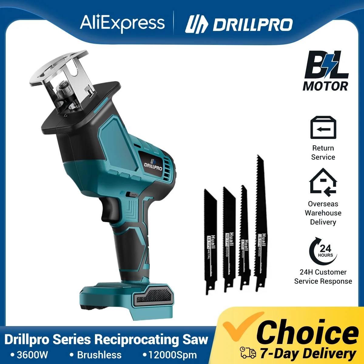 Serra Alternativa Drillpro Brushless Serra Elétrica para Corte de Madeira e Metal Ferramenta Elétrica para Bateria Makita 18v 3600w 12000spm