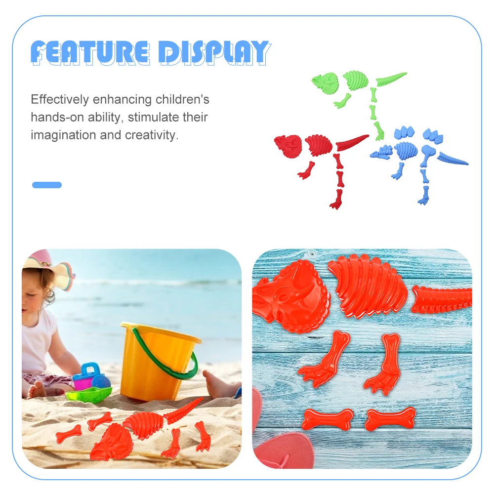 3 Pcs Dinosaur Mold Beach Toys Sand Plastic Playing with Set Molds Playset Child for Kids