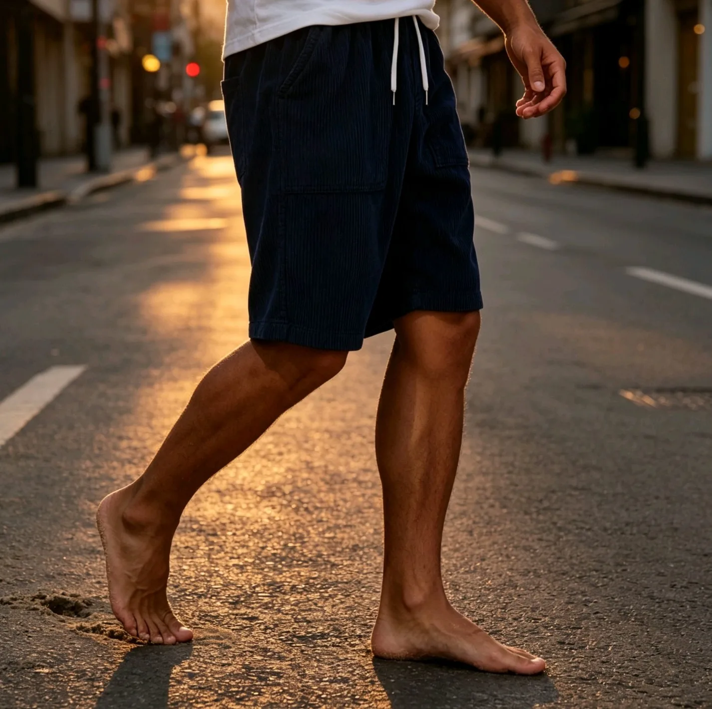 

2026 New Men's Vintage Corduroy Shorts, Casual Loose Drawstring Elastic Waist with Big Pockets, Comfortable Summer Sports Shorts