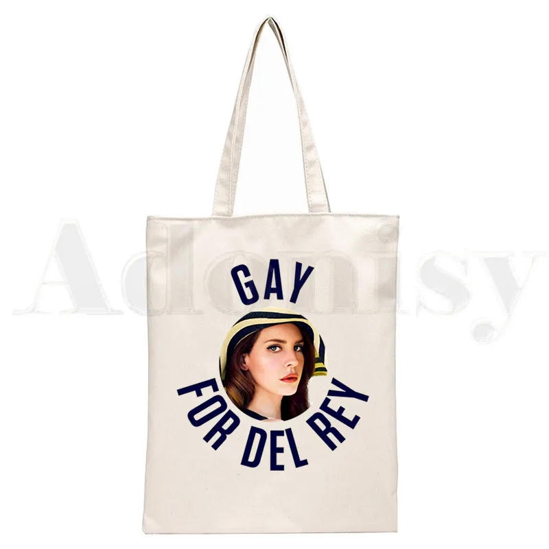 Lana Del Rey Harajuku Ullzang Aesthetics Unisex Handbags Custom Canvas Tote Bag Daily Use Reusable Travel Casual Shopping Bag