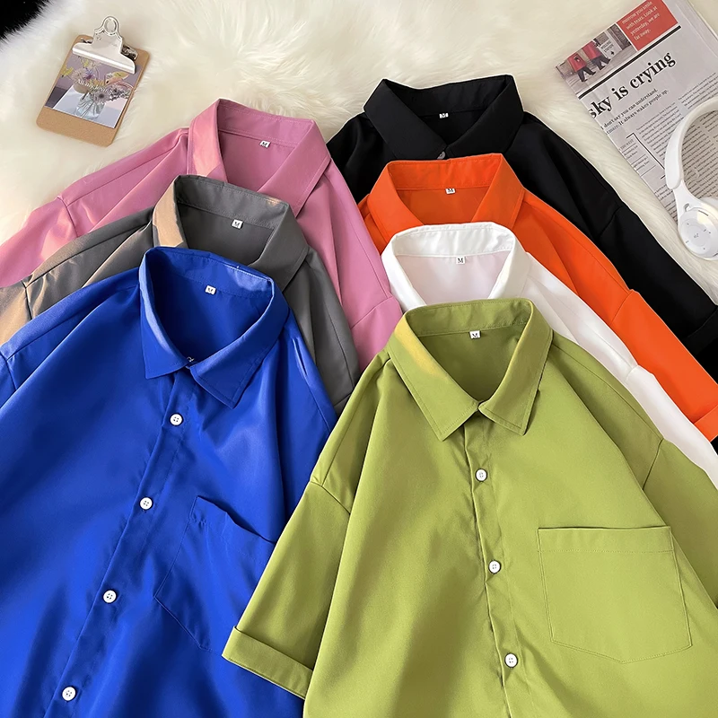 

2023 Summer Short Sleeve Shirts Men Thin Luxury Loose Half-sleeved Korean Casual All-match Male Tops Business Formal Blouse Y89