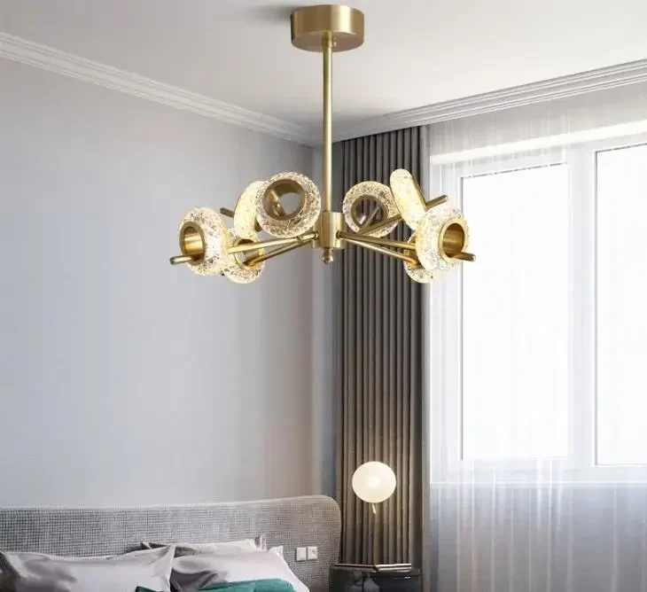 Light luxury postmodern living room chandelier atmospheric copper restaurant model room lamp