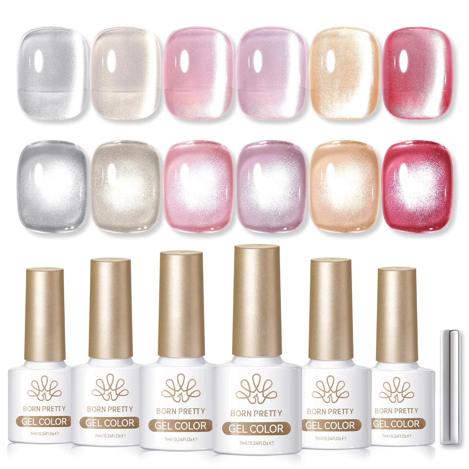 BORN PRETTY popular color colorful cat's eye glue set, high magnetic translucent unparalleled inner material nail polish glue