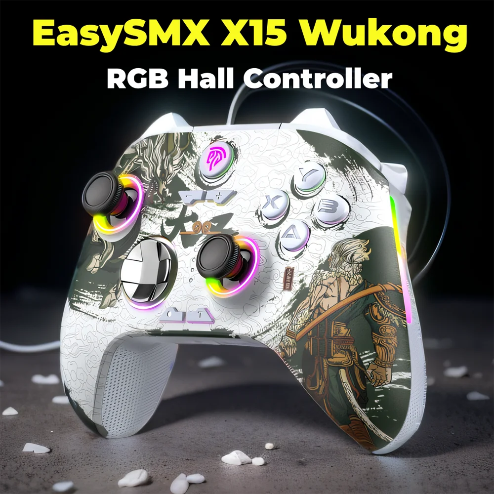 

EasySMX X15 WuKong Wireless Gamepad RGB Controller Compatible with PC/Phone/TV/Switch/Steam Black Myth Wukong, RGB Hall Effect