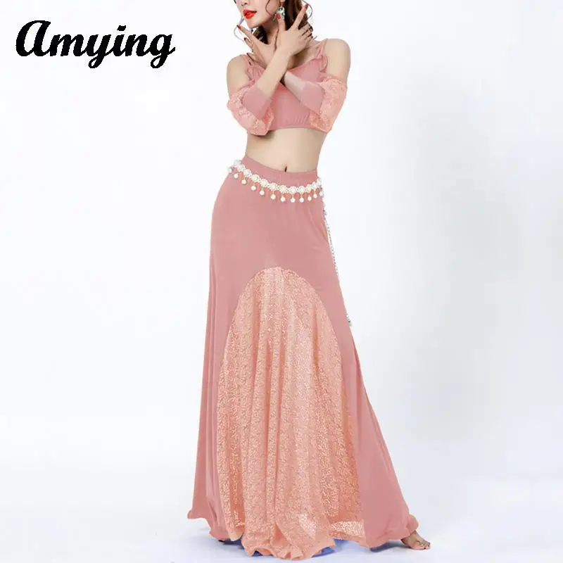 Belly Dance Costume Set Ladies Practice Suit Women Indian Dance Performance Clothing New Sexy Long Sleeved Top+Long Skirt Set