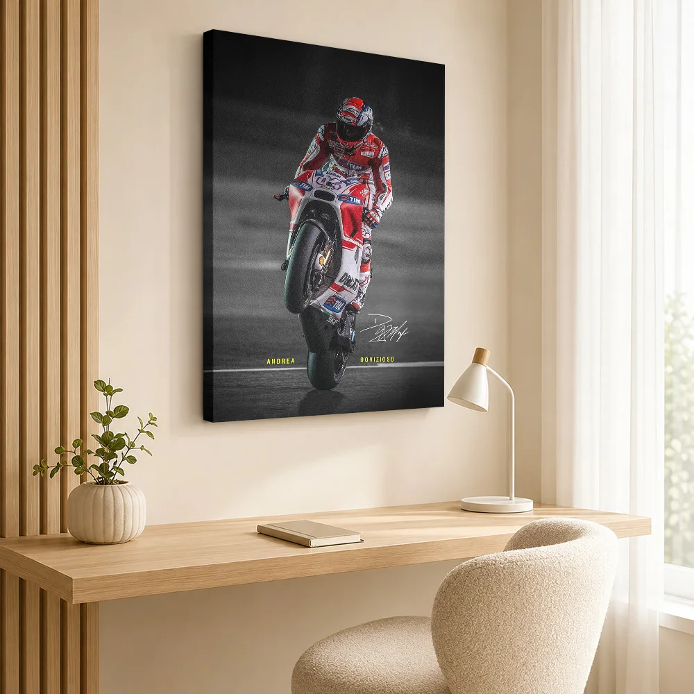 Andrea Dovizioso MotoGP Canvas Painting Poster Bold Style Canvas Wall Art With Personalized Photo For Games Room Ideal Fan Gift