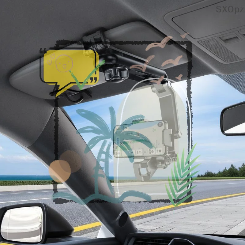 Car Phone Holder 1080, Multifunction Sun Visor Universal 360° Rotating Cell Phone Mount