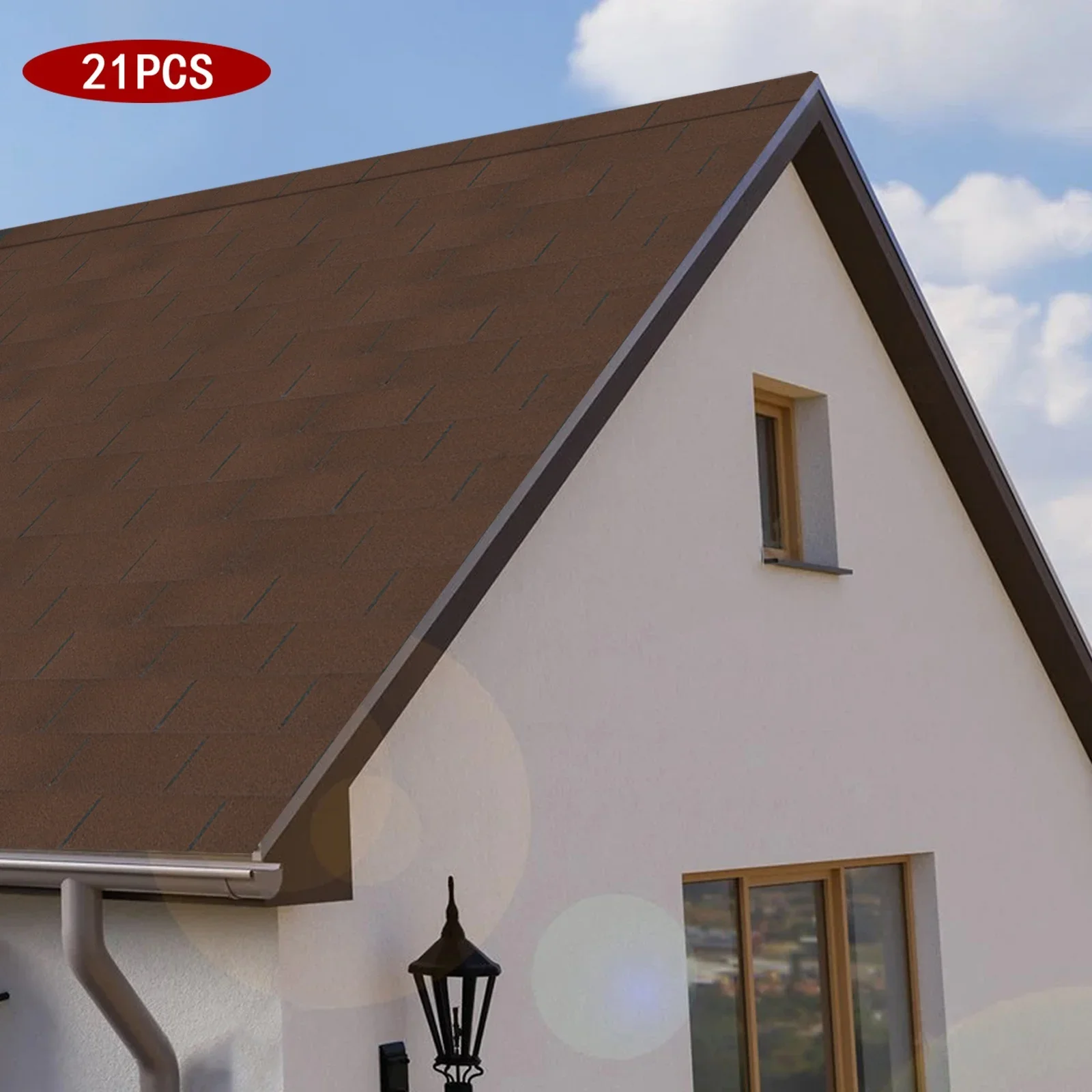 21 Pieces of 100 * 33.3cm Asphalt Roof Tiles with A Thickness of 2.7mm - Dried Tree Brown Tiles