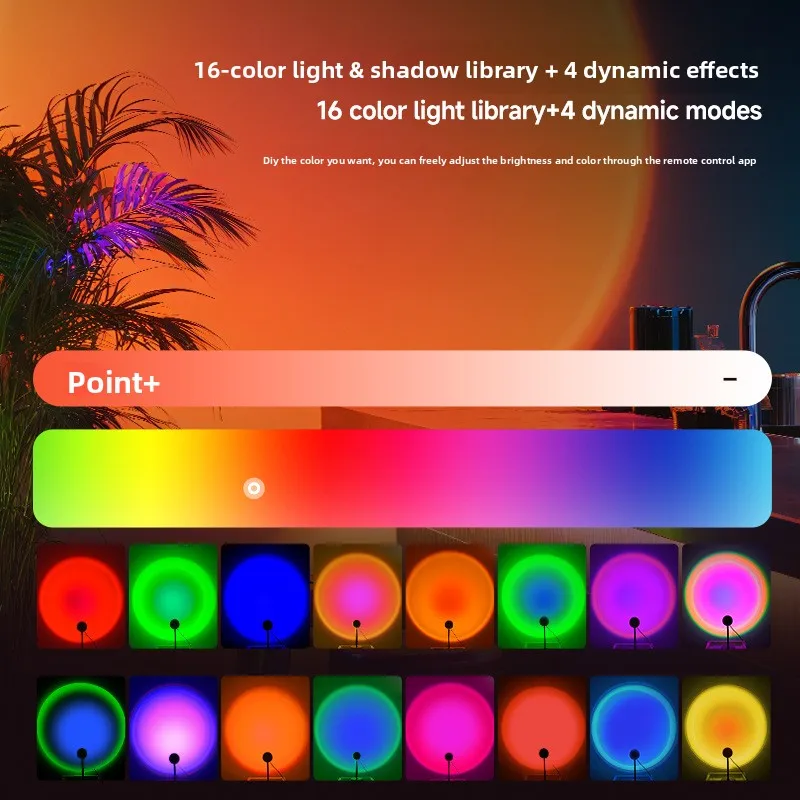 Sunset sunrise lamp, floor-standing creative metal desk lamp, sunset LED projection lamp,luxury INS style table, ambient lamp