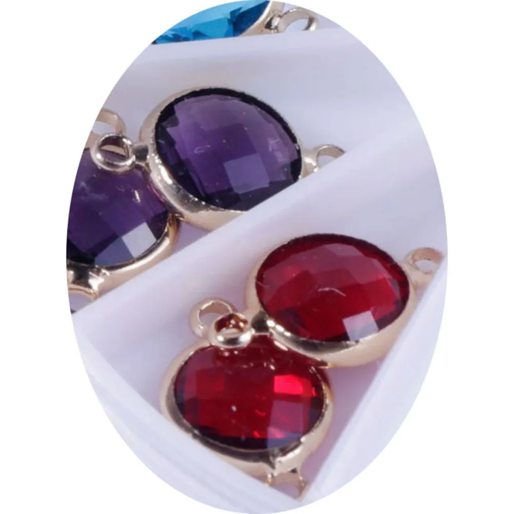 24Pcs Birthstone Pendant Crystal Natural Material Gemstone Findings 10mm for DIY Jewelry Making Necklace Bracelet Keychain