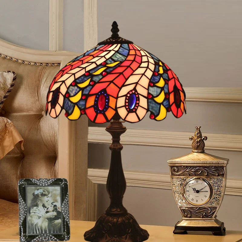 SOFEINA Modern Tiffany Table Lamp LED Creative Stained Glass Desk Light Decor for Home Living Room Bedroom Bedside