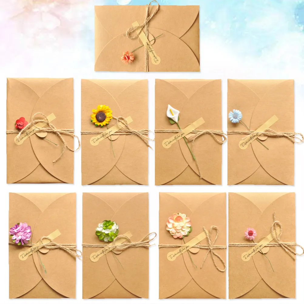

9Pcs Dried Flower Greeting Cards Natural Paper Creative DIY Card Ideal for Wishes Regards and Special Occasions