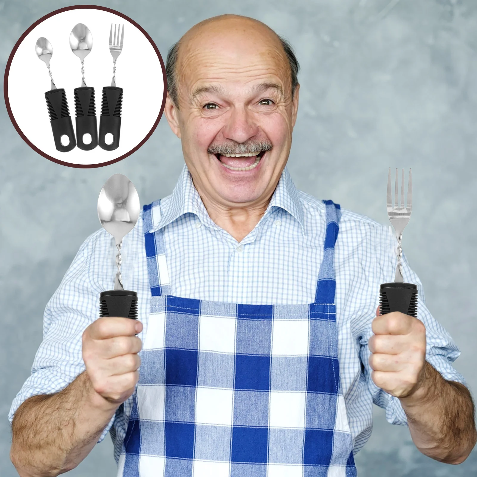 3 Pcs Handed Toddler Utensils Adaptive Tableware Fork Elderly Eating Rotary Tool
