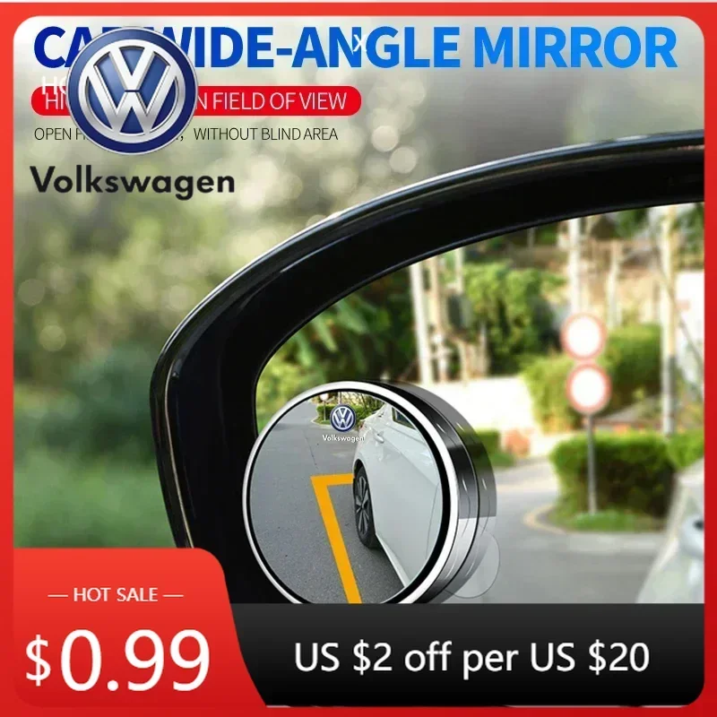 

For VOLKSWAGEN VW Polo B6 For Volkswagen 2Pcs Car Rearview 360 Degree Adjustable Wide Angle Small Circular Mirror For Volkswagen
