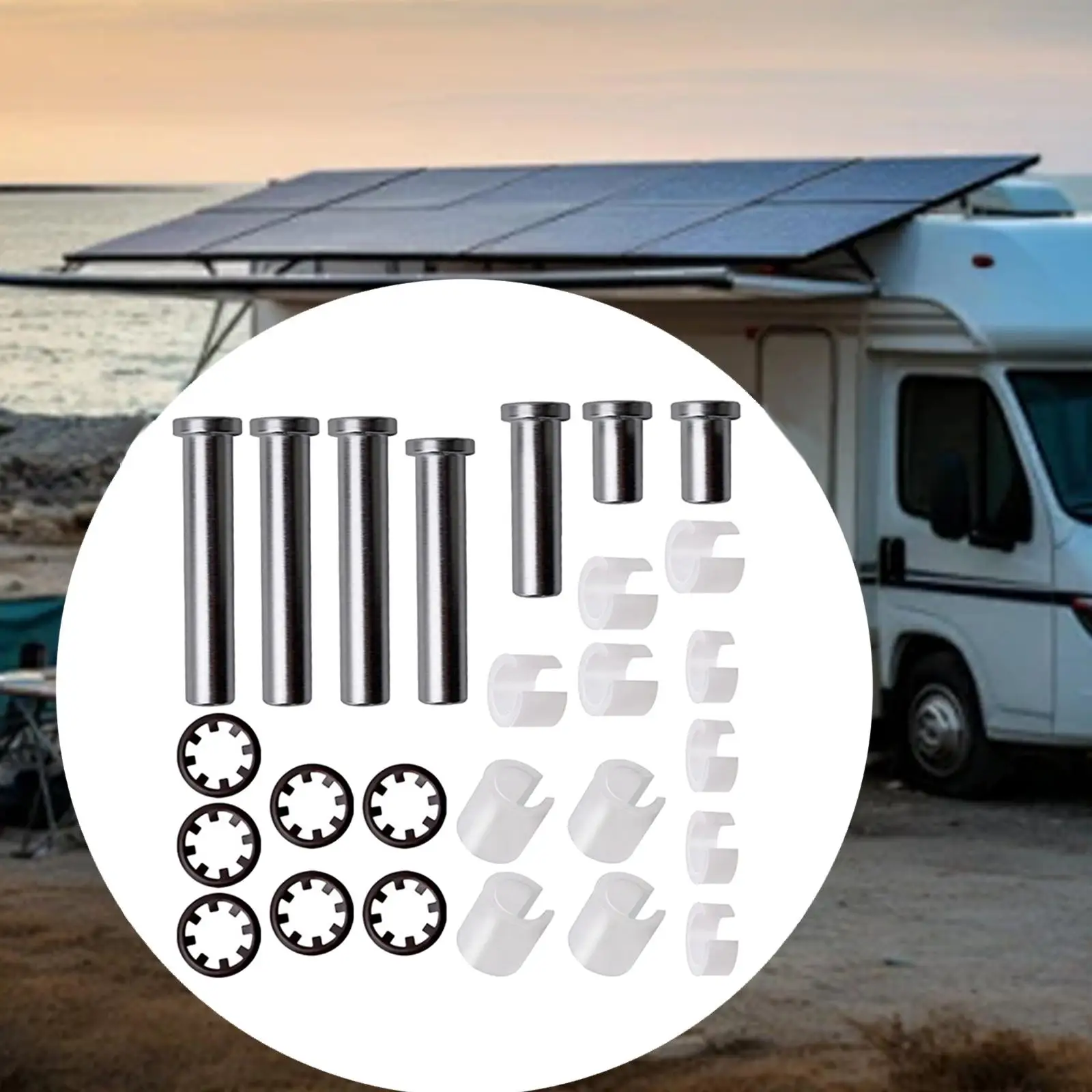 

Awning Arm Repair Pin Kit Bushings Retainers Sturdy High Hardness 7 Retainers Maintenance Accessory for 540900 431840