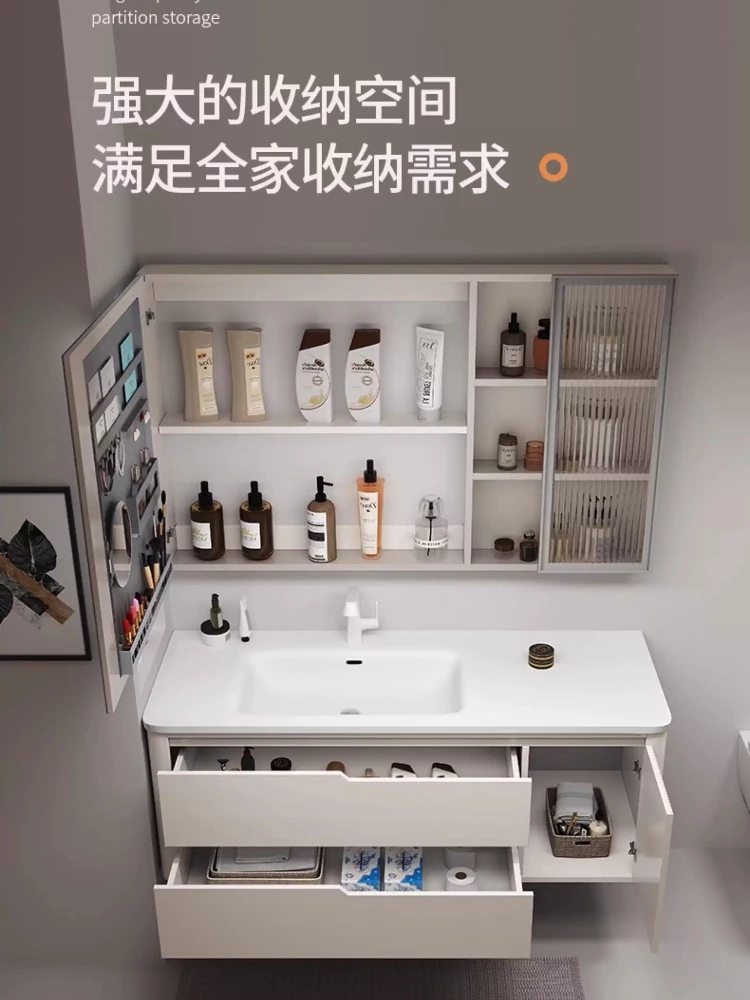 

Du Li's Corian integrated basin, bathroom cabinet combination, cream wind bathroom cabinet, oak bathroom cabinet