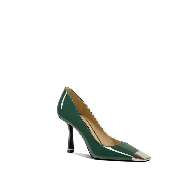 

Green Patent Leather Square Toe Stiletto Heels Spring 2025 New Comfortable Women High Heels