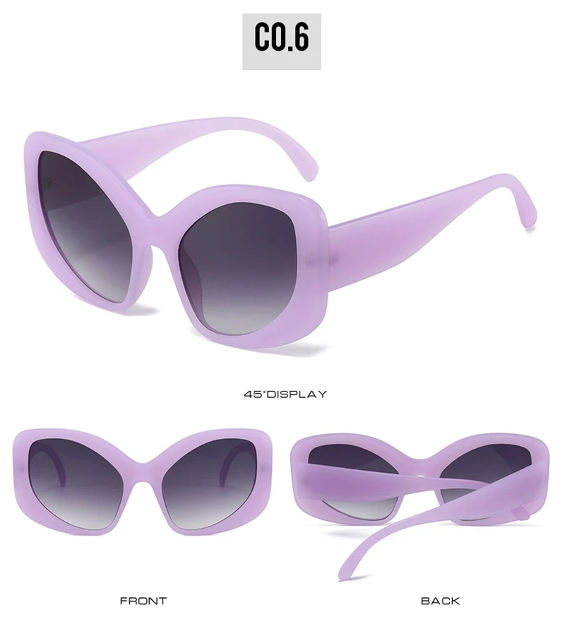Shabuna Mode übergroße Cat Eye Frauen Sonnenbrille Sonnenbrillen UV400 Retro Männer matte Bonbon Farbe Sonnenbrille – Detail 12