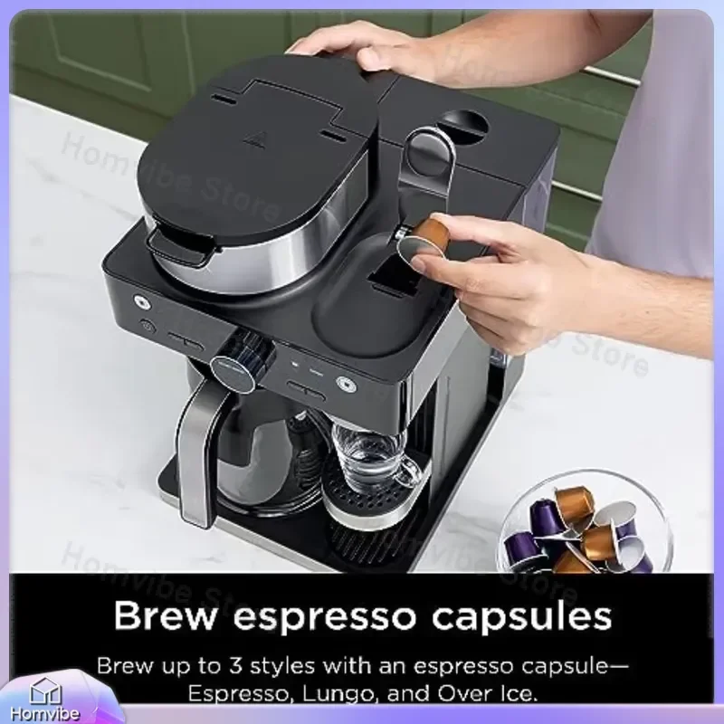 Advanced Espresso Coffee Maker with Barista System 3 Brew Styles Single Serve Coffee Machine Capsule Compatible for Home