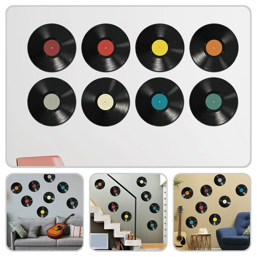 16 Pcs Blank Wall Decals Vinyl Record Decoration Girl Vintage Posters Theme Disco Records Pvc Home Party Sticker