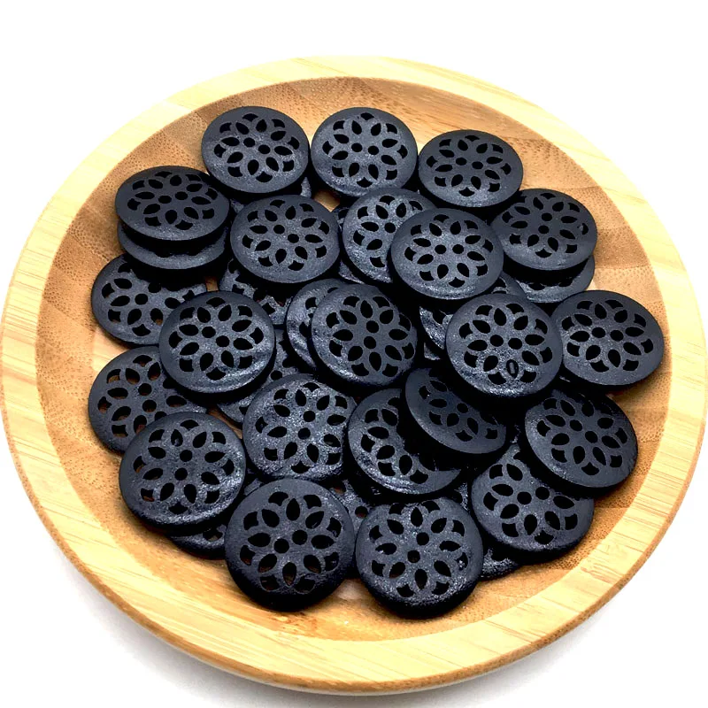 30PCS 25mm Dark Coffee Color Hollow Out 2-holes Round Wooden Buttons For Sewing Clothing Scrapbooking Crafts Home Decor QTG246